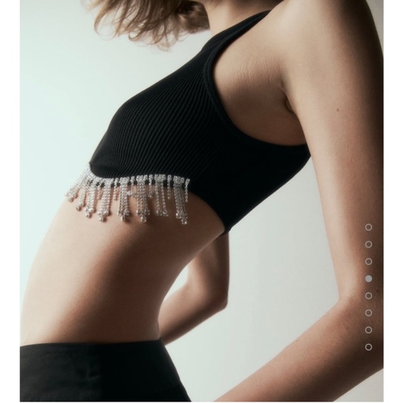 NWT Zara Seamless Rhinestone Cropped Top - Picture 8 of 10